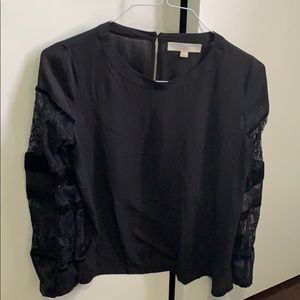 Loft black blouse with mesh sleeve detail